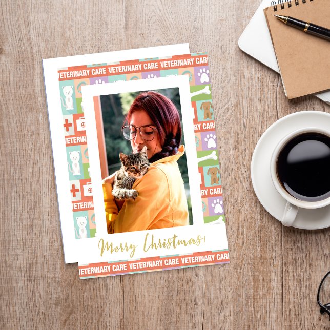 Cartão De Festividades Feliz Natal para o veterinário de fotos (Criador carregado)