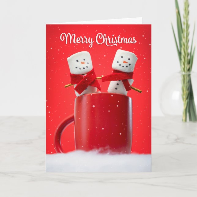 Cartão De Festividades Feliz Natal Para Qualquer Casal De Marshmallow (Frente)