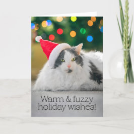 Cartão De Festividades Feliz Natal para qualquer gato quente e fofinho