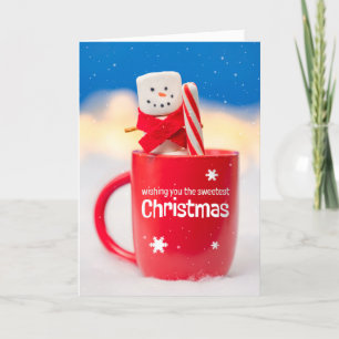 Cartão De Festividades Feliz Natal para Qualquer Homem de Neve de Marshma