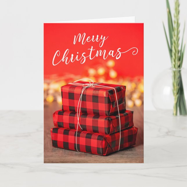 Cartão De Festividades Feliz Natal Para Qualquer Pilha De Presentes (Frente)