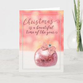 Cartão De Festividades Feliz Natal Para Qualquer Um Enfeite Rosa Bonito