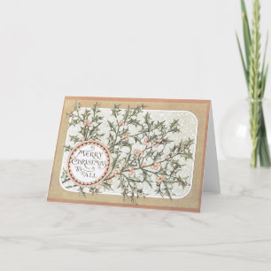Cartão De Festividades Feliz Natal para Todos Vintage Holly