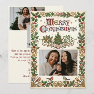 Cartão De Festividades Feliz Natal Pax et Gaudium Vintage 3 Foto