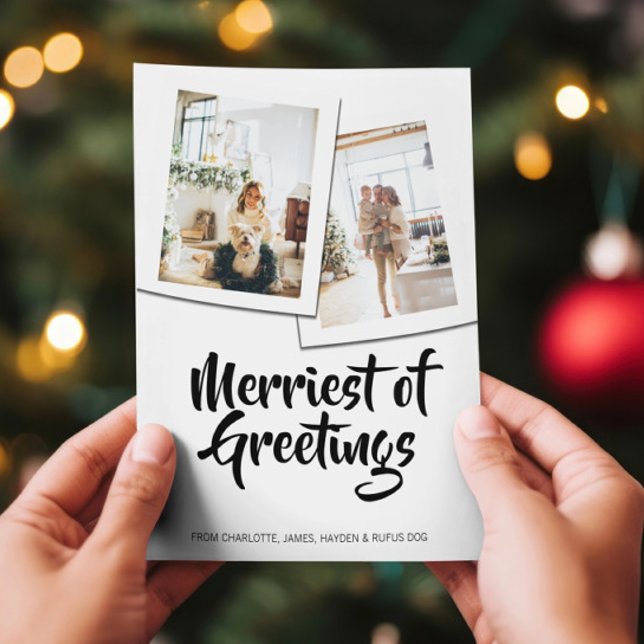 Cartão De Festividades Feliz Natal Personalizado (Merriest of Greetings Christmas Personalized Holiday Cards from Ricaso. Add your own photos and text)