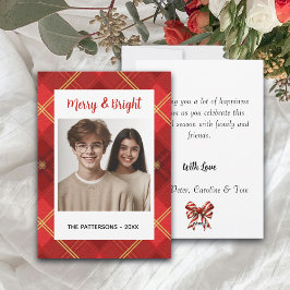 Cartão De Festividades Feliz Natal Personalizado Diversão Xadrez Vermelho