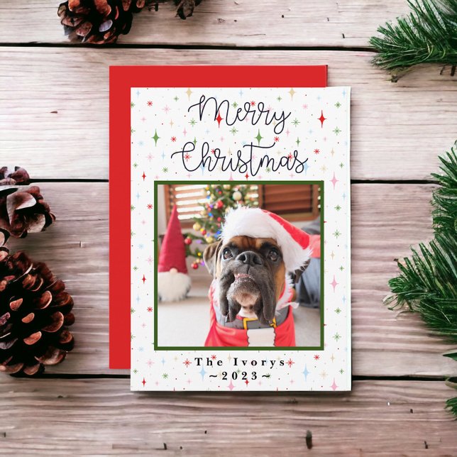 Cartão De Festividades Feliz Natal Personalizado Foto de Cachorro de Pet (Criador carregado)