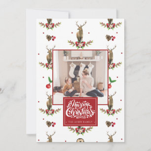 Cartão De Festividades Feliz Natal Personalizado Foto Deer Idyll