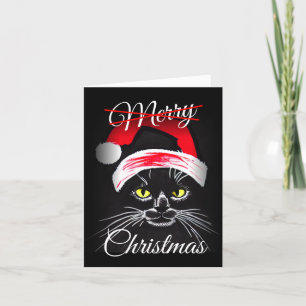 Cartão De Festividades Feliz Natal Personalizado Gato Negro Irritado