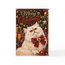 Feliz Natal Personalizado Gato Persa Dobrado Ho