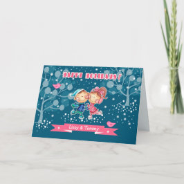 Cartão De Festividades Feliz Natal Personalizado para Crianças de Sking