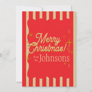Cartão De Festividades Feliz Natal Personalizado Vermelho e Dourado