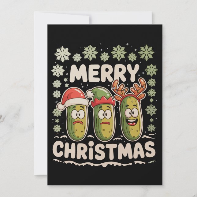 Cartão De Festividades Feliz Natal Pickle Lover Xmas Luzes Feias (Frente)