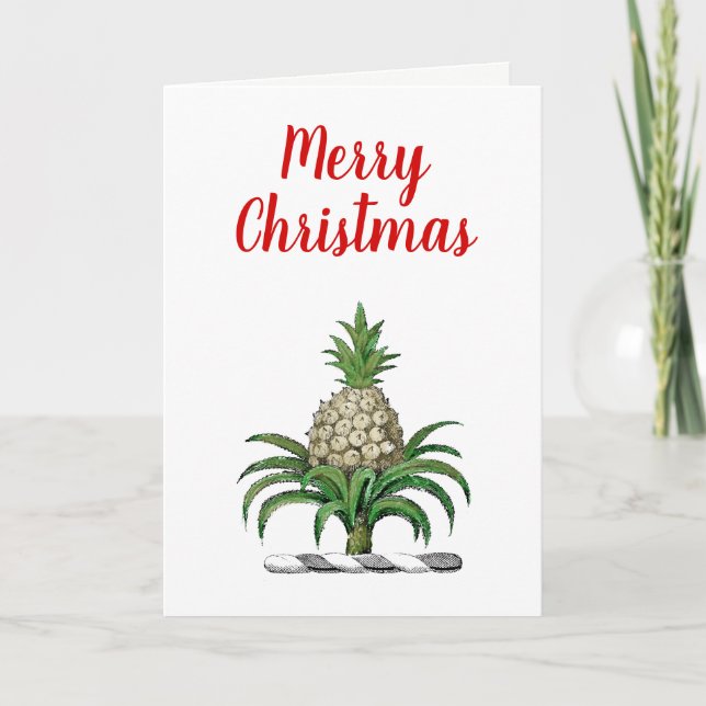 Cartão De Festividades Feliz Natal Pineapple Heráldica (Frente)