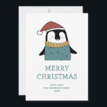 Cartão De Festividades Feliz Natal. Pinguim Papai noel de inverno engraça<br><div class="desc">Cartão de Natal bonito com pinguim engraçado em chapéu vermelho de Papai Noel para Feriados de inverno.</div>