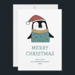 Cartão De Festividades Feliz Natal. Pinguim Papai noel de inverno engraça<br><div class="desc">Cartão de Natal bonito com pinguim engraçado em chapéu vermelho de Papai Noel para Feriados de inverno.</div>