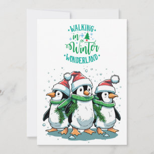 Cartão De Festividades Feliz Natal Pinguins Bonitos