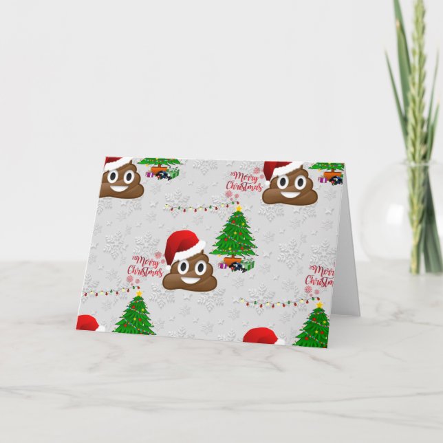 Cartão De Festividades feliz natal poo emoji (Frente)