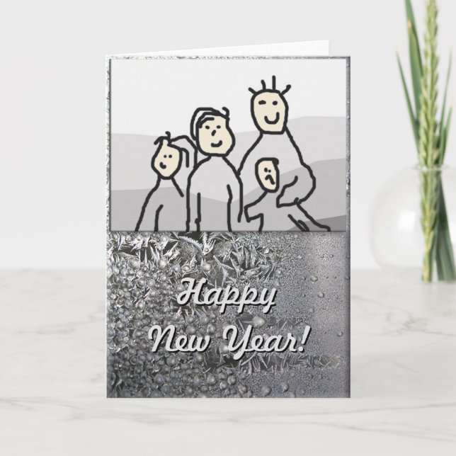 Cartão De Festividades Feliz Natal Prata com Foto (Frente)