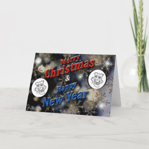 Cartão De Festividades Feliz Natal Prata de Ano Novo com Fotos