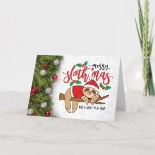 Cartão De Festividades Feliz Natal Preguiça