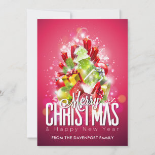 Cartão De Festividades Feliz Natal Presentes de Ano Novo & Árvore