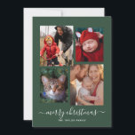 Cartão De Festividades Feliz Natal Quatro Fotografias Collage<br><div class="desc">Este simples e moderno cartão de feriado apresenta quatro fotos em uma única grade de fotos em camadas com "natal alegre" em tipografia elegante e moderna,  escrita à mão,  com seu nome de família em uma fonte sans serif. Disponível em várias cores.</div>