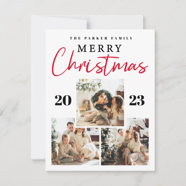 Cartão De Festividades Feliz Natal Quatro Fotografias Collage (Frente)