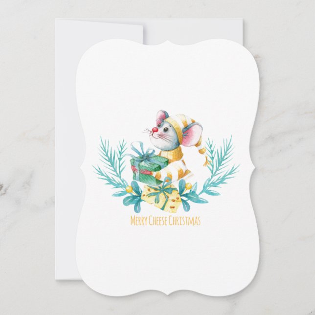 Cartão De Festividades Feliz Natal “Queijo” (Frente)
