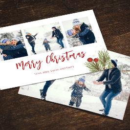 Cartão De Festividades Feliz Natal Red Holly Berries 4 Foto