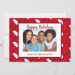 Cartão De Festividades Feliz Natal Red Mittens Foto e Saudação