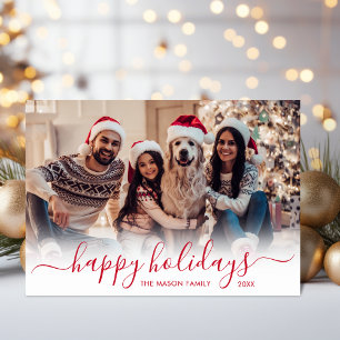 Cartão De Festividades Feliz Natal Red Script 2 Fotografia Natal