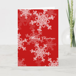 Cartão De Festividades Feliz Natal Red White Flocos de Neve Minimalistas