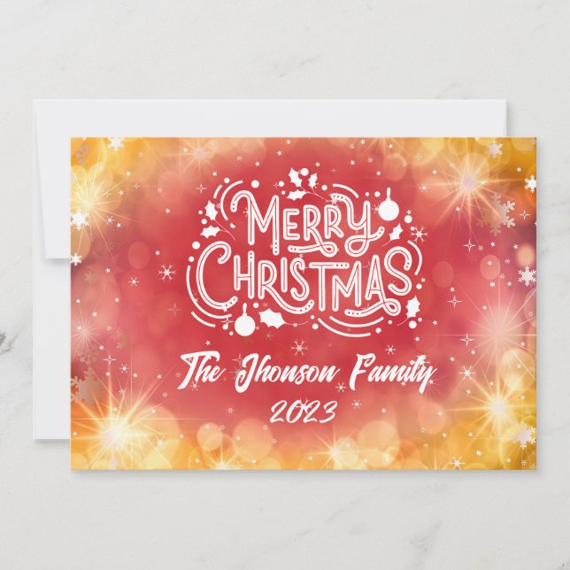 Cartão De Festividades Feliz Natal Red Winter Snowflakes (Frente)