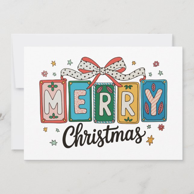 Cartão De Festividades Feliz Natal Retro Coquette Arco Girly Holiday (Frente)