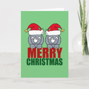 Cartão De Festividades Feliz Natal Rinoceronte Fofo