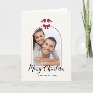 Cartão De Festividades Feliz Natal Robins e Arco Vermelho Arrancados