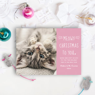 Cartão De Festividades Feliz Natal Rosy Gatinho Rosa Foto Engraçado