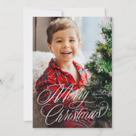 Cartão De Festividades Feliz Natal roteiro clássico duas fotos verde