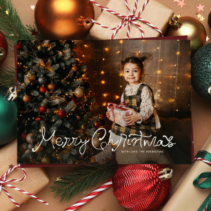 Cartão De Festividades Feliz Natal roteiro divertido três fotos vermelho