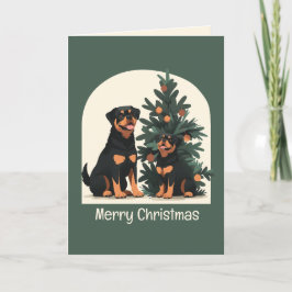 Cartão De Festividades Feliz Natal Rottweiler Cães