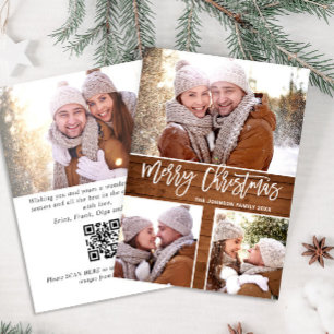 Cartão De Festividades Feliz Natal Russo 4 FOTO Saudação Código QR