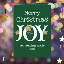 Feliz Natal Russo, Joy Chic Script Elegante Verde