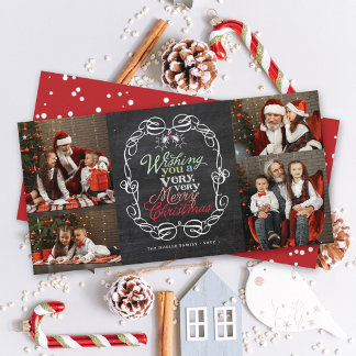Cartão De Festividades Feliz Natal Rustic Chalkboard Mistletofotos