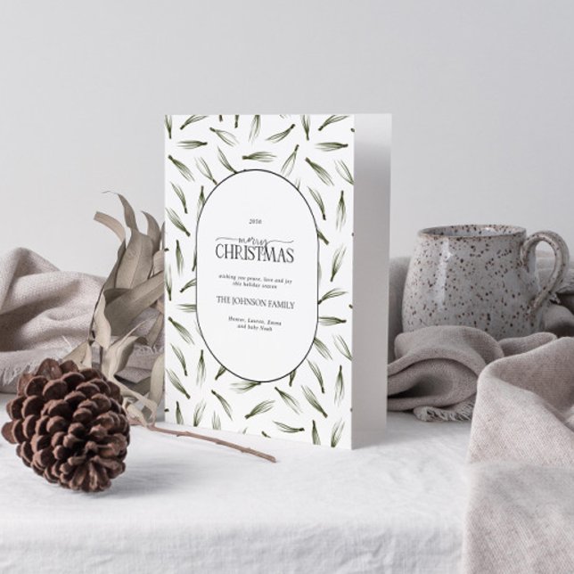 Cartão De Festividades Feliz Natal Rustic Pine Agulha Greenery Foto (Get into the holiday spirit with a heartfelt folded christmas card! 🎅)