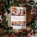 Cartão De Festividades Feliz Natal Rustic Wood Modern 4 Photo Holiday<br><div class="desc">Mande cumprimentos da na moda para a família e amigos desses cartões com fotos modernos! Design apresenta 4 das suas fotografias favoritas num esquema de colagem simples. Uma foto retangular é mostrada no topo, com três fotos quadradas seguidas na parte inferior. No texto lê-se "Feliz Natal e feliz ano novo!"...</div>