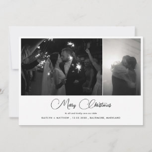 Cartão De Festividades Feliz Natal Salve A Foto Do Casal Moderno Da Data