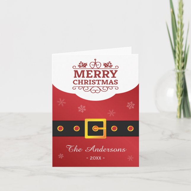 Cartão De Festividades Feliz Natal Santa Claus Belt Família Jolly (Frente)