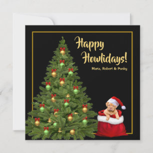 Cartão De Festividades Feliz Natal Santa Claus Dog Divertido