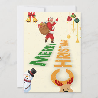 Cartão De Festividades Feliz Natal Santa Retro Boneco de Neve Feriado